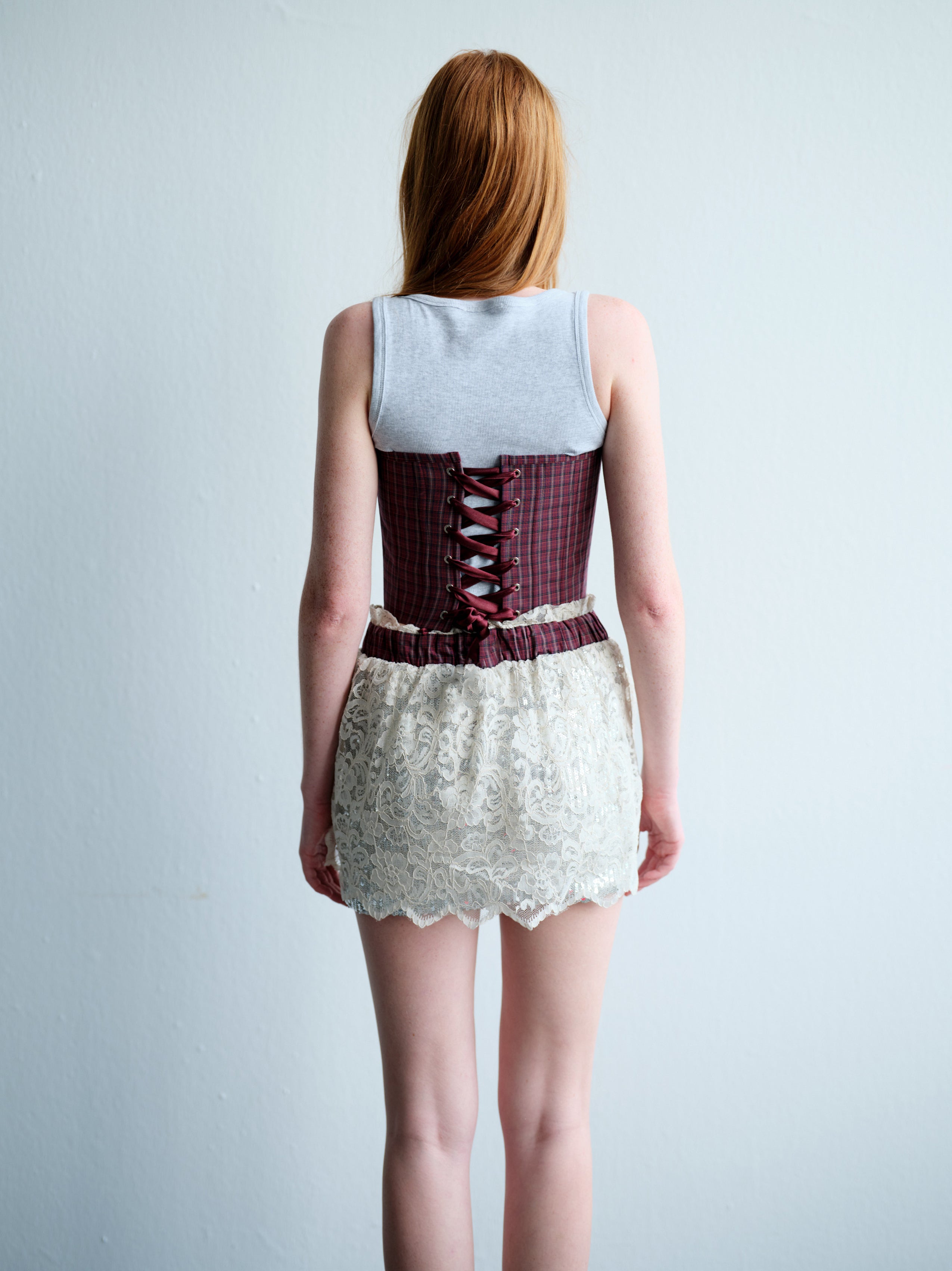Marie Lacivert Ekoseli Corset Set 2