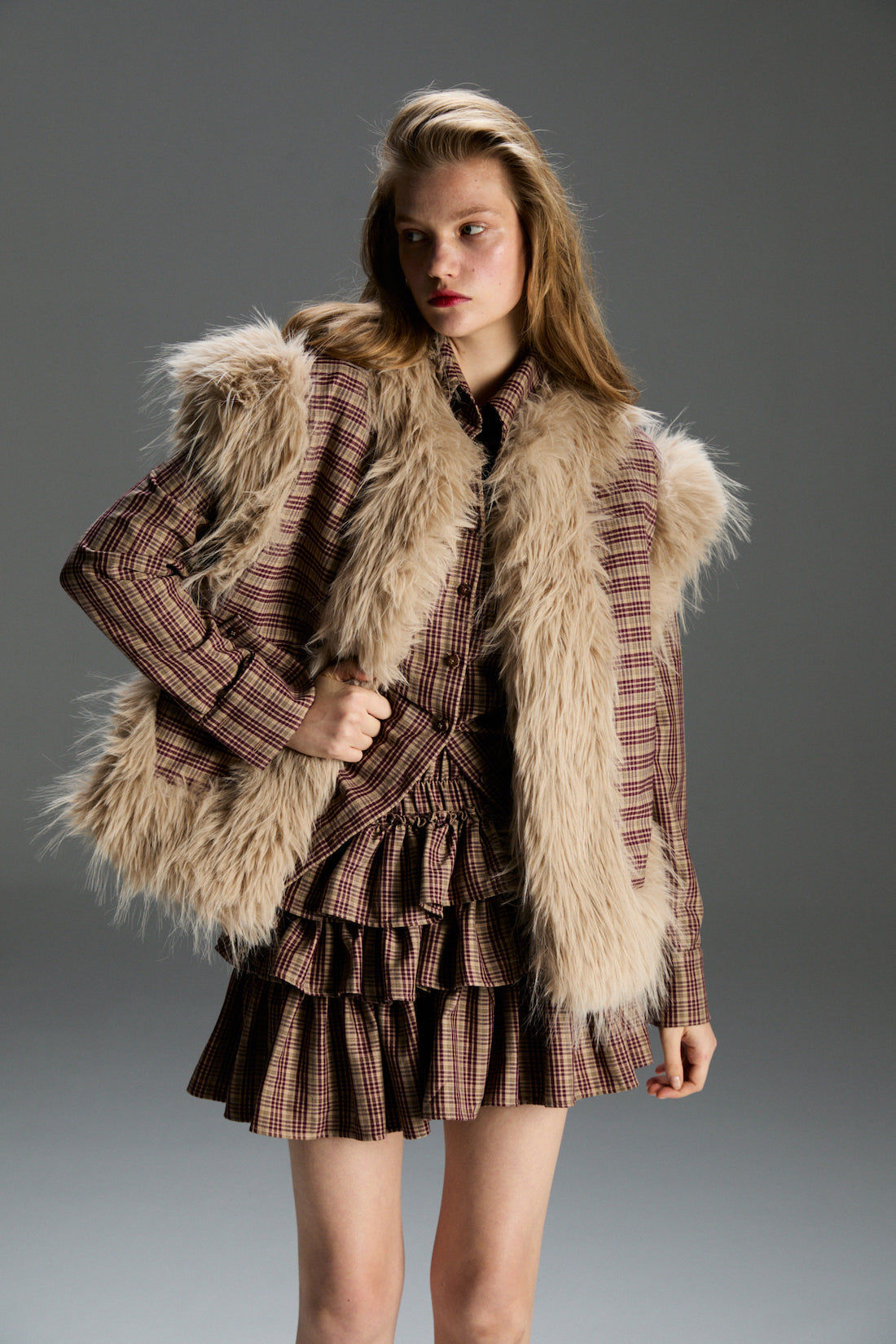 Milka Ekoseli Çift Taraflı Yelek