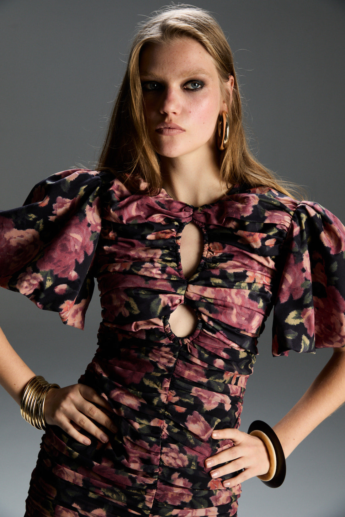 Clara Pembe Çiçek Desenli Elbise