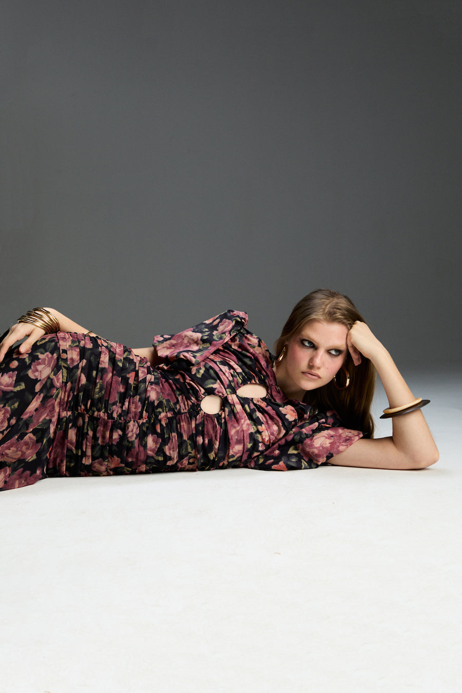 Clara Pembe Çiçek Desenli Elbise