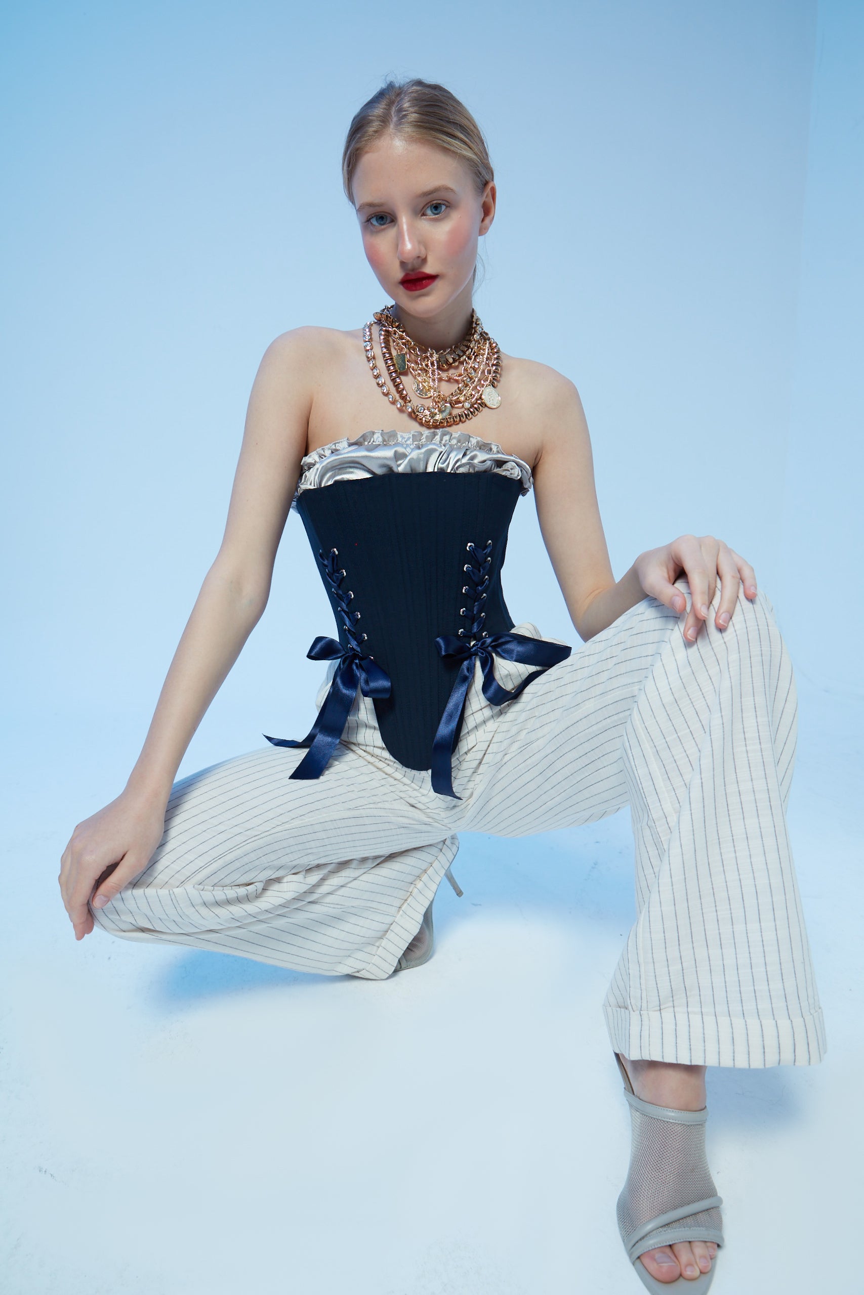 Marie Navy Blue Corset Set 