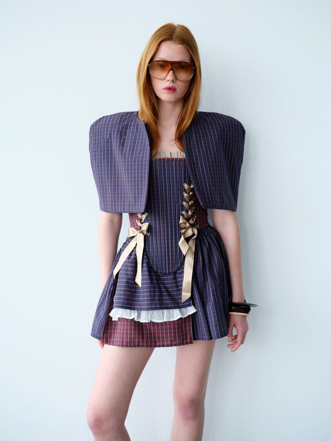Marie Lacivert Ekoseli Korse Set
