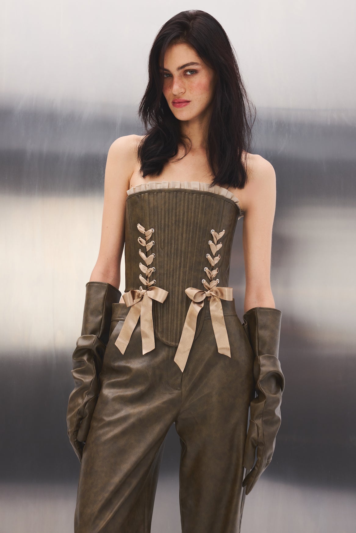 Marie Haki Deri Korse Set
