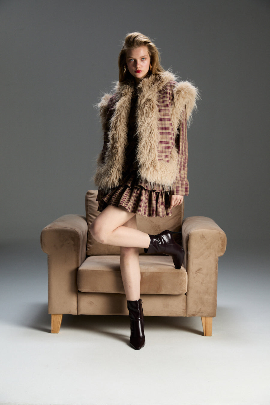 Milka Ekoseli Çift Taraflı Yelek