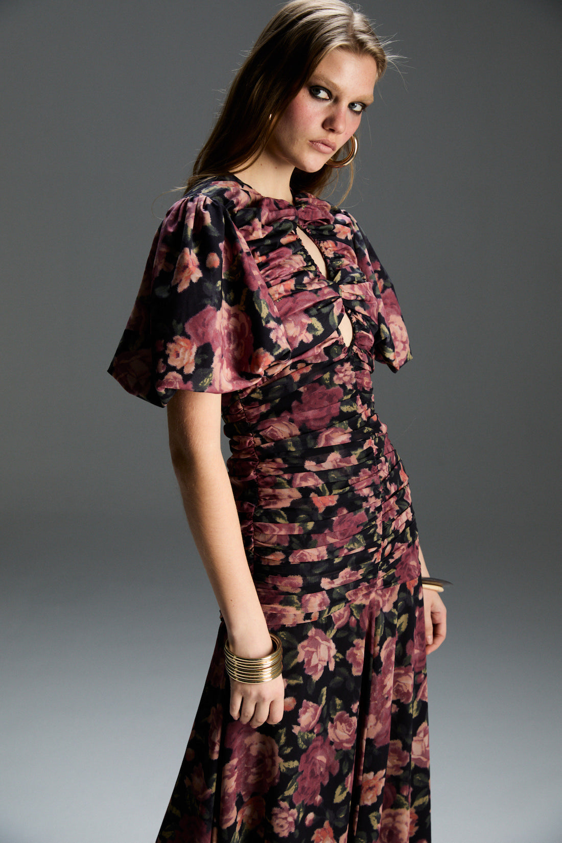 Clara Pembe Çiçek Desenli Elbise