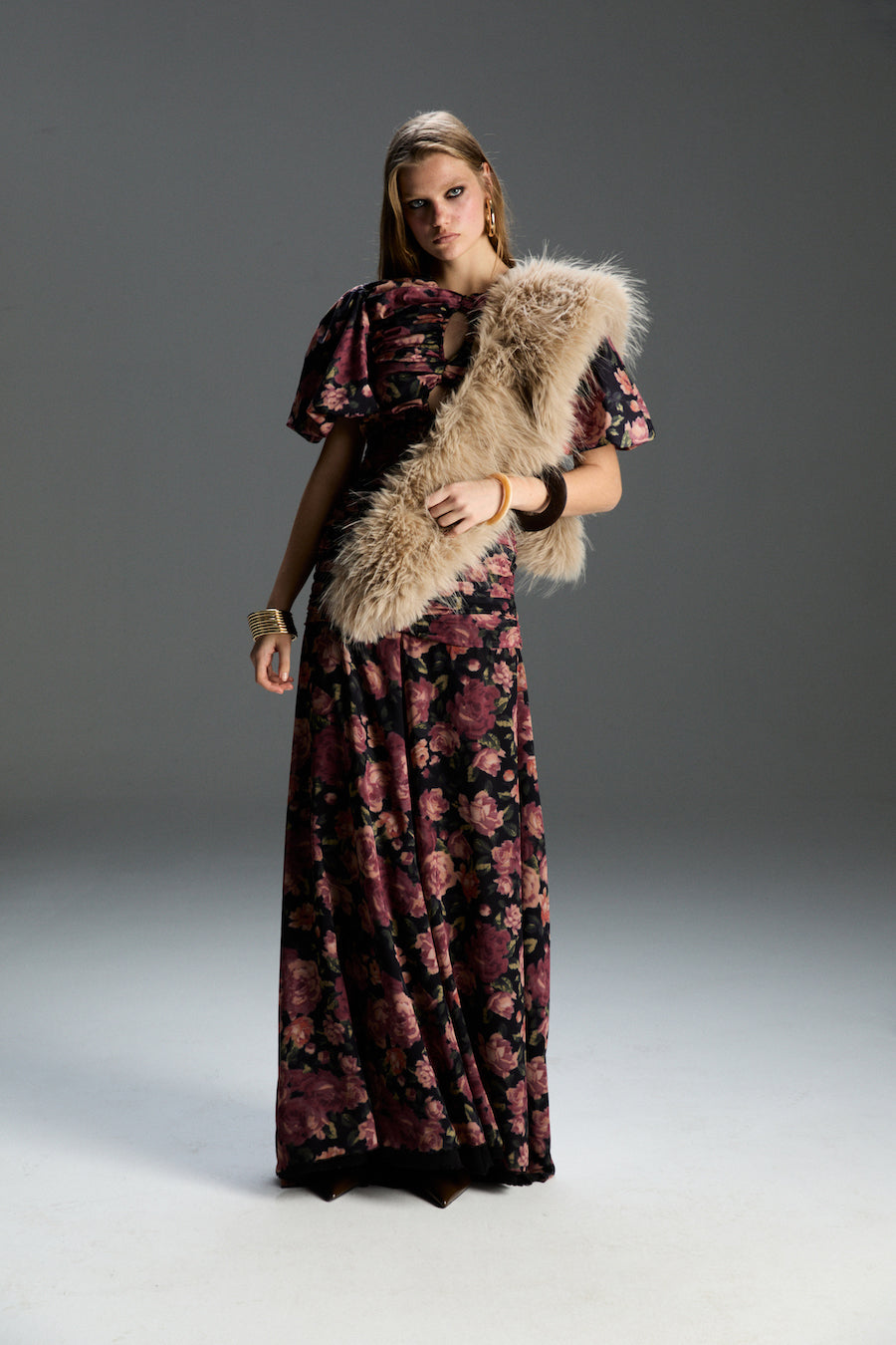 Clara Pembe Çiçek Desenli Elbise