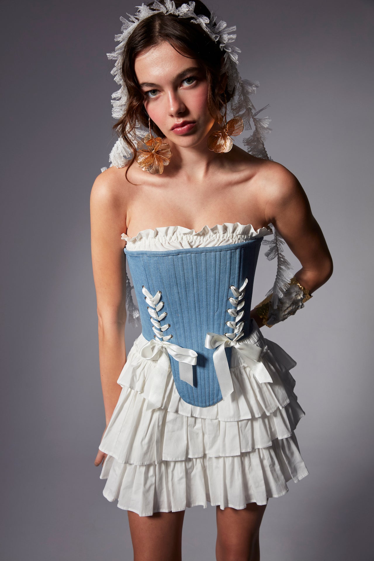 Marie in Denim Korse Set