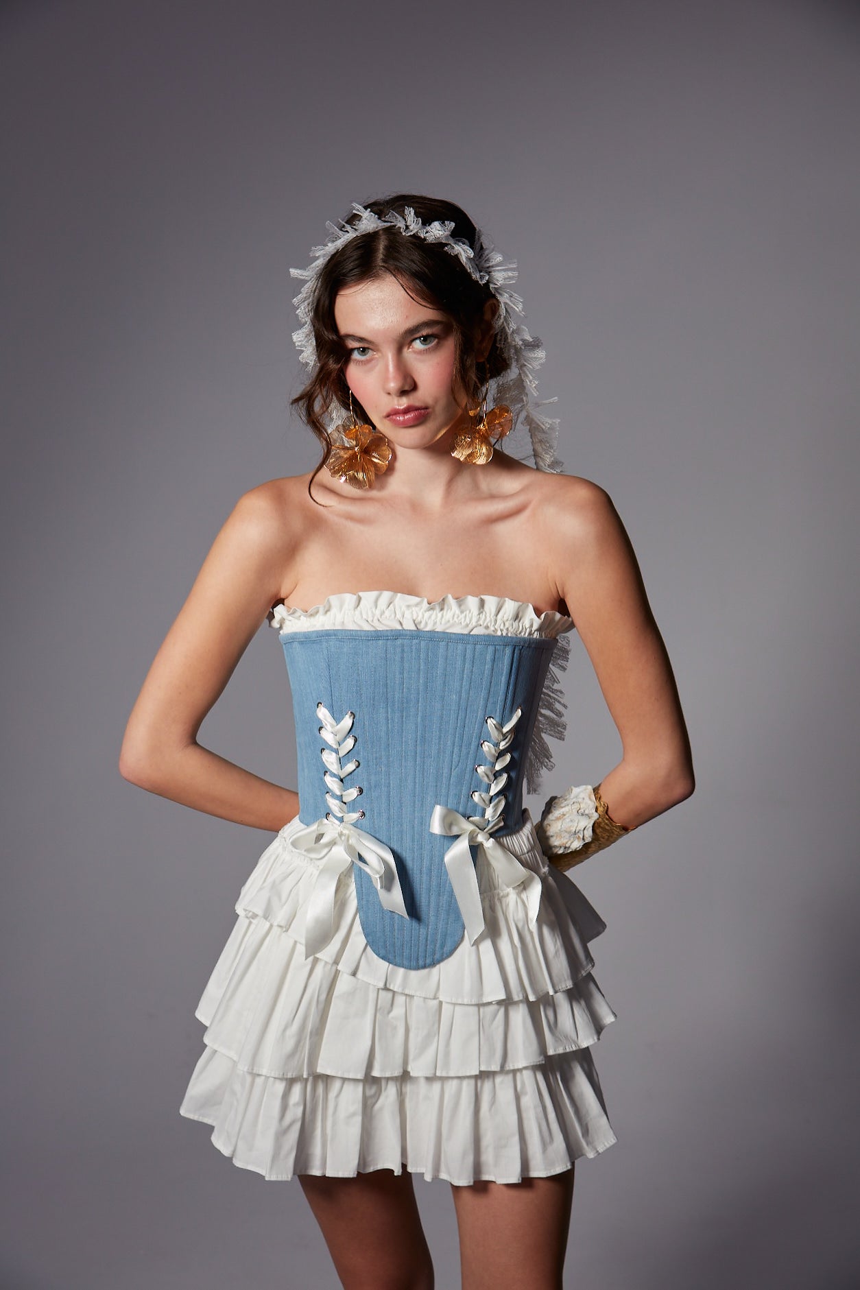 Marie in Denim Korse Set