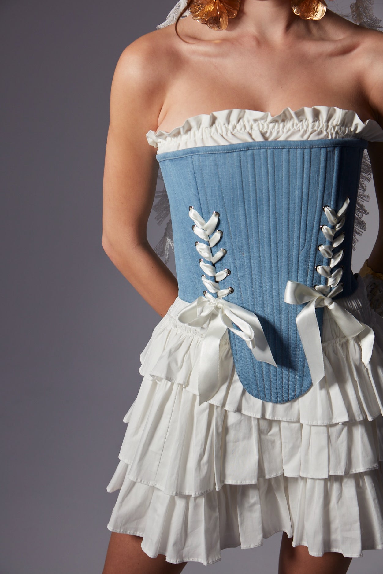 Marie in Denim Korse Set