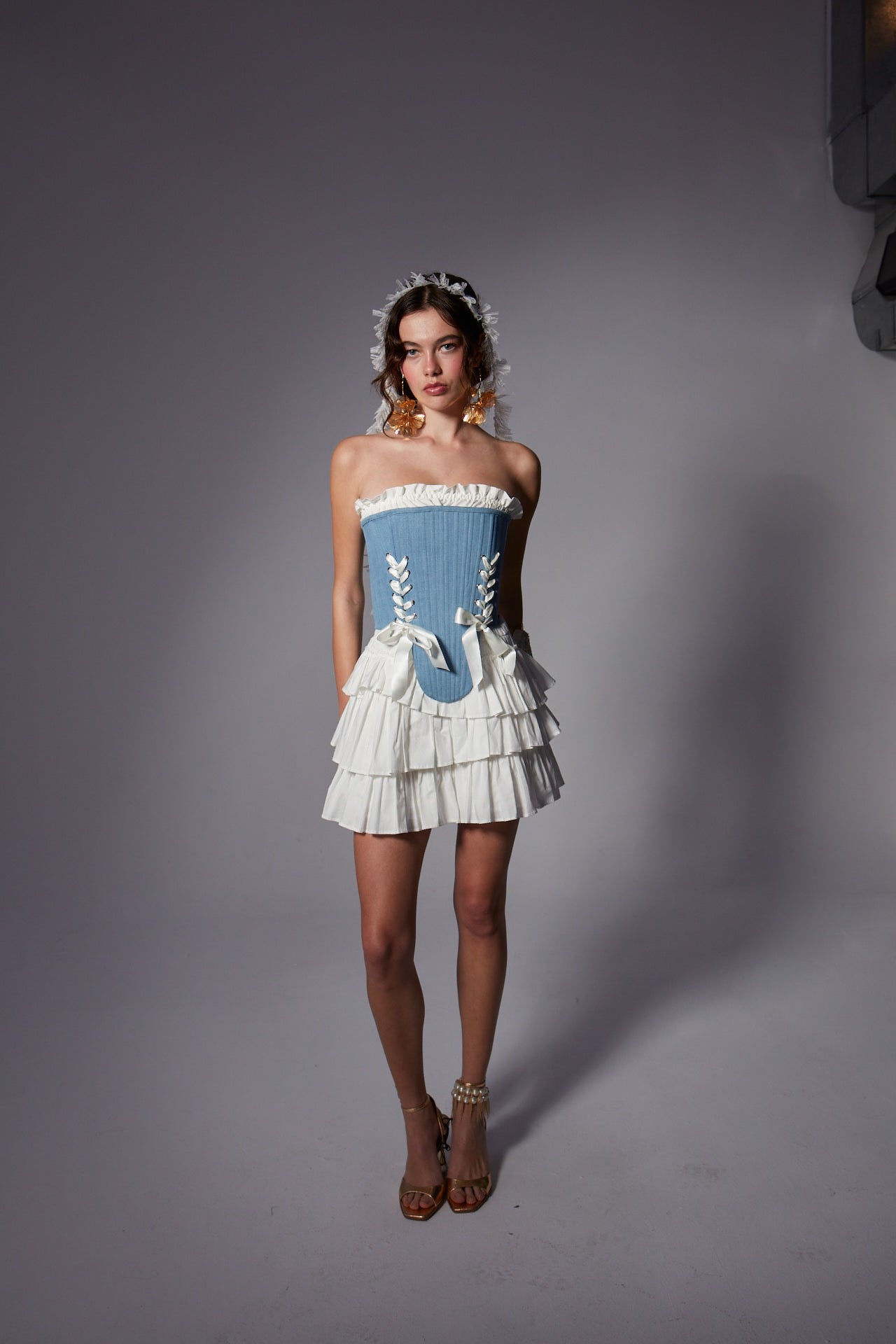 Marie in Denim Korse Set