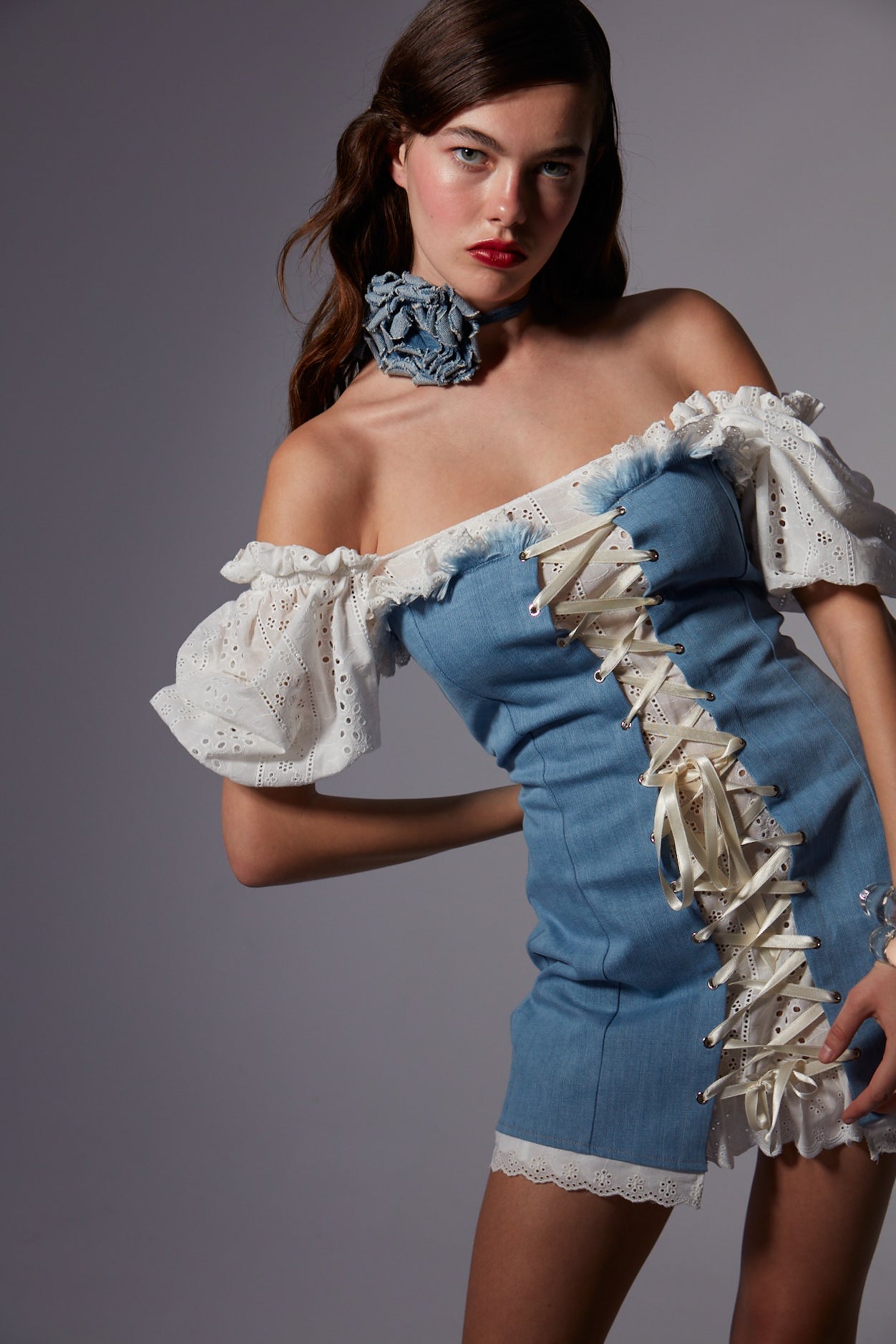 Peony Denim Elbise