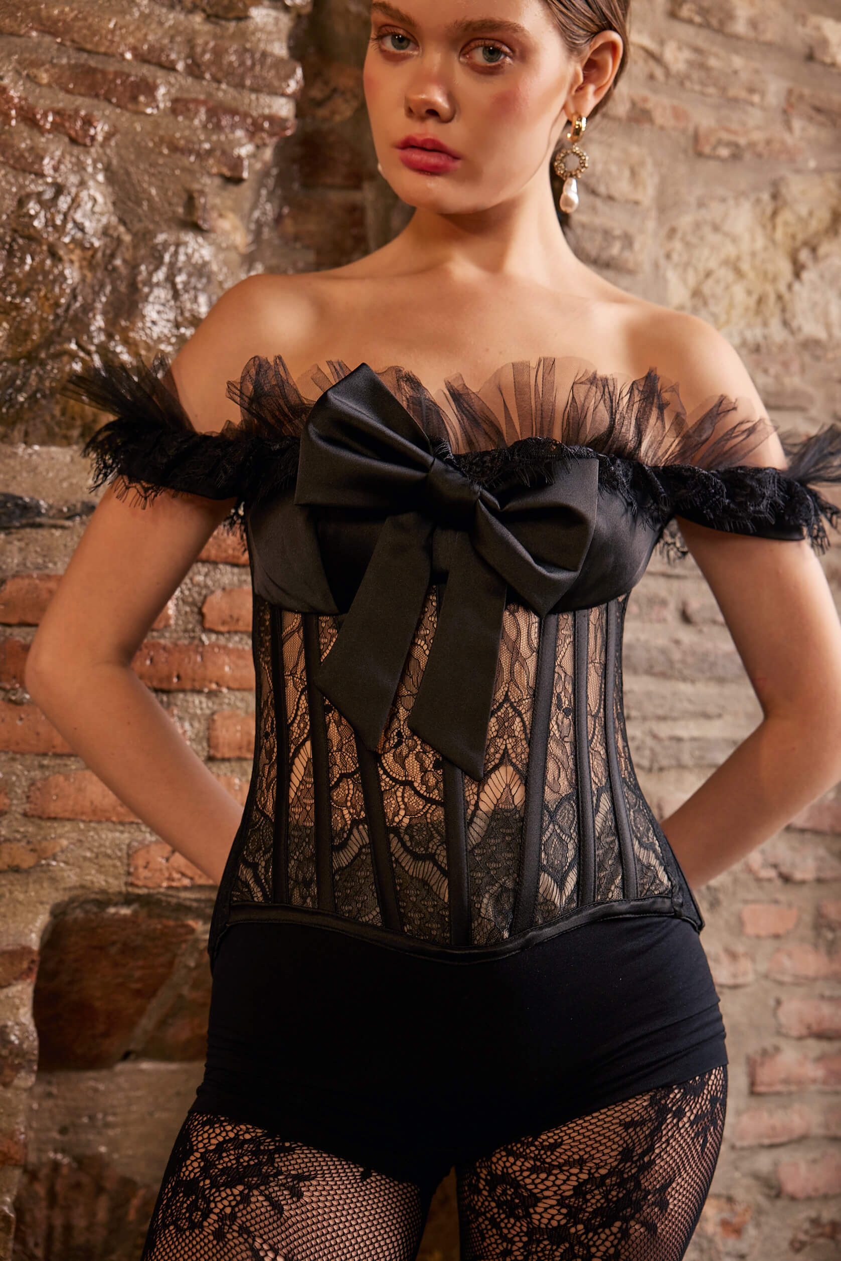 Aphrodite Siyah Korse Üst